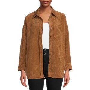 NEW Size Large  Women’s Corduroy Shacket Jacket Shirt Button up Down L Amber Bro